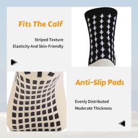 wonhag Grip Soccer Socks for Men Athletic Socks Anti Slip Gripper Pads 2 Black 2 White Socks 4Pairs Mens Socks