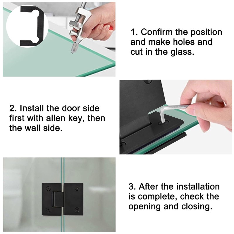 UFURMATE 180 Degree Stainless Steel Glass Door Clamp Heavy Duty