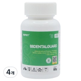 88 Pet Pet 88 Dental Guard Health Supplement, 60g, Oral Tartar Management + Intestinal Health, 4 Pieces / 88펫 반려동물 88덴탈가드 건강보조제, 60g, 구강치석관리+장건강, 4개
