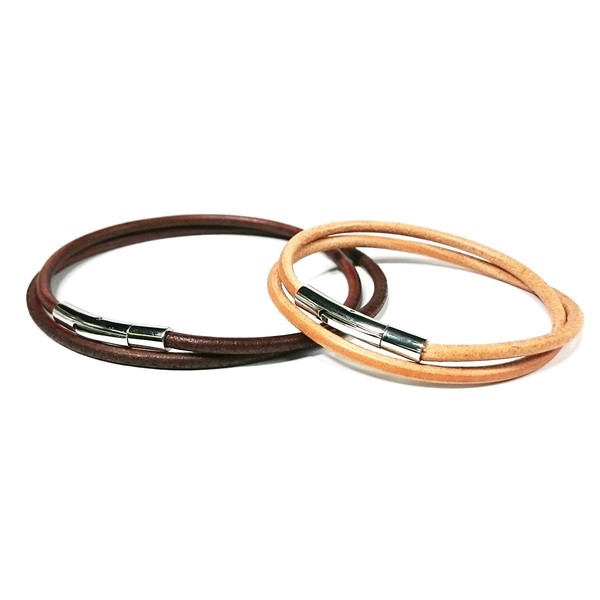 Pair Bracelet Surgical Stainless Steel (316L) Genuine Leather (Cow Leather)