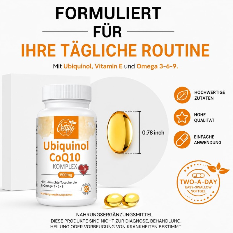 Ubiquinol CoQ10 600 mg Softgel Capsules - Active Form of