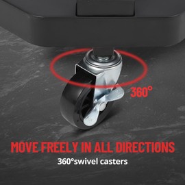 EcoExplorer Rolling Garage Stool, 330LBS Capacity, 360° Swivel Seat, Adjustable Height, Double Tool Tray Storage, and Comfortable Padded Shop Seat for Garage, Shop, Auto Repair, Black