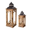 Large Farmhouse Decorative Wooden Lantern Set of 2, Rustic Brown