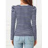 MEROKEETY Women's Puff Long Sleeve Striped Tops Crew Neck 2025