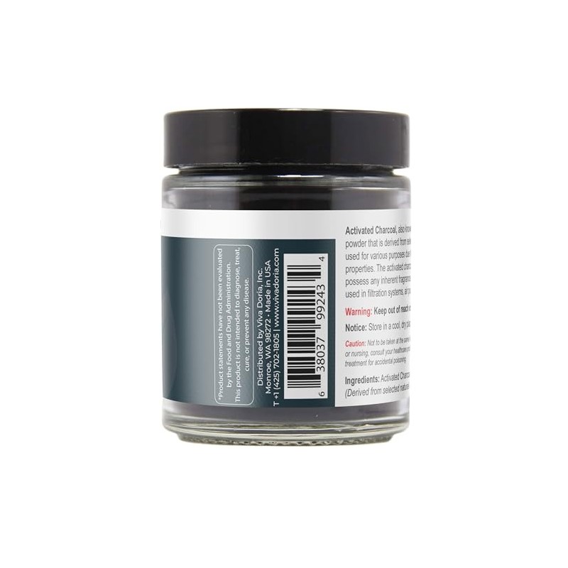 Viva Doria Activated Charcoal Powder, Hardwood Derived, Food Grade, 1.2