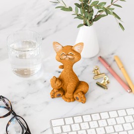 JFSM INC. Whimsical Catitude Funny Cat Raising Middle Finger Figurine - Happy Cat Collection - Gifts for Cat Lovers, Cat Lover Gifts for Women, Cat Lover Gifts for Men, Home Decor for Cat Lovers