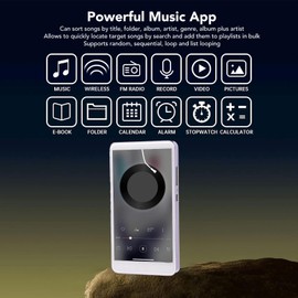 WiFi Mp3 Player with BT, 5 Inch Touchscreen Mp4 Mp3 Player with Speaker, HiFi Sound Quality Digital Music Player with Camera for Android (Purple)