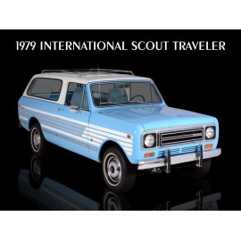 International Harvester 1979 International Harvester Collectible Metal Sign: IH Scout Traveler in Blue