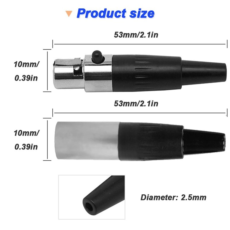 Xiatiaosann 3 Pin Mini XLR Male, TA4F Adapter Plug Female