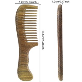 Beomeen Hair Comb Wooden Medium Tooth Combs for Curly, Hair Detangling Green Sandalwood for Women and Men, Detangles Wet or Dry, Thin, Thick, Wavy or Straight Hair, Scalp Massager, Anti-static