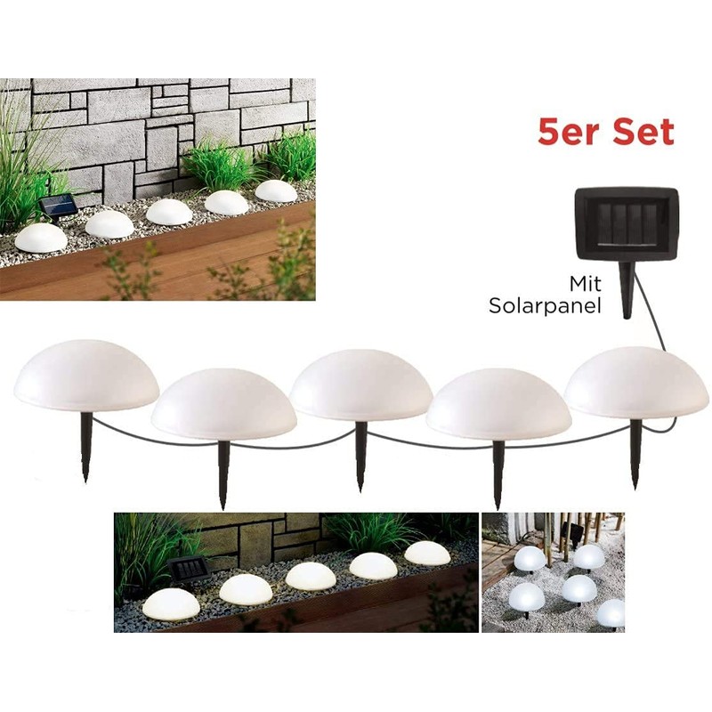 5 Solar Ground Lights in Hemisphere Shape, Modern Solar Lights
