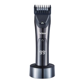 Barbasol Hair and Beard Trimmer for Men, Rechargeable Battery with Charging Base, Powerful Hypoallergenic Ceramic Blades, Dial Adjustable Hair Guard Length with 10 Settings, LED Screen