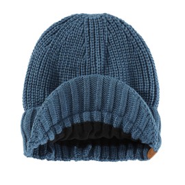 Home Prefer - Gorro de invierno para hombre, de punto grueso, con visera, Azul (Airforce Blue), Talla única
