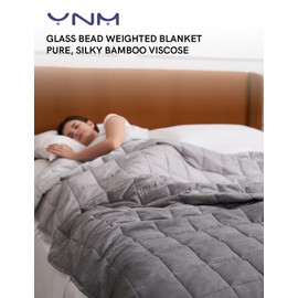 YnM Bamboo Weighted Blanket â€” 100% Cooling Bamboo Viscose Oeko-Tex Certified Material with Premium Glass Beads (Gradient Dark Grey, 48''x72'' 15lbs), Suit for One Person(~140lb) Use on Twin/Full Bed