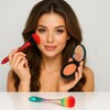 Powder Makeup Brush Set, Soft Domed Heads, Red And Rainbow