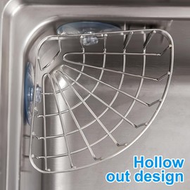 iplusmile Soporte Esquinero para Esponja de Fregadero Acero 304 Organizador de Cocina con Ventosas Canasta Triangular para Escurrir Esponjas Cepillos y Jabón en Tarja y Lavatrastes