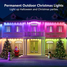 DEERDANCE Permanent Outdoor Lights for House 100ft Smart ICRGB Outside Light Eaves Lights for Christmas All Holiday Decorations Trim Light Year Round String Light Work with Alexa, Google (100.1ft)