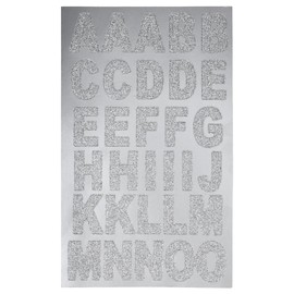 Homeford Glittered Capital Letters Alphabet Craft Stickers, 1-3/8-inch, 64-Count, Silver