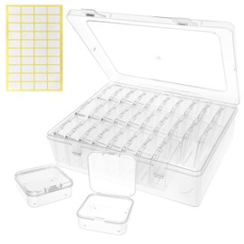 Meanhoo Bead Organizer Box – 31Pcs Small Bead Storage Containers, Mini Clear Plastic Storage Boxes with Hinged Lids, Rectangle Craft Case for Jewelry, DIY Beading, Nail Art, and Small Parts