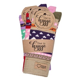 Leo Design 3 Pairs Norwegian Socks for Women,Winter Thermal Knitted, Vintage Nordic Wool Crew Soft &Cozy Warm, Hygge,Casual Ladies Socks for cold weather (UK, 2-5)