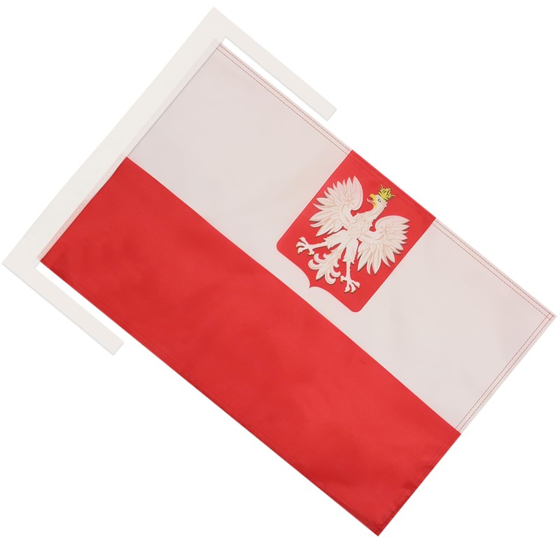 Poland with eagle Flag 18'' x 12'' cords - Polish