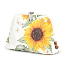 Style Decor W1005510 Round Pouch, Women's, Cute, Cosmetics, Scandinavian Cosmetic Pouch, L, Soleil, Sunflower