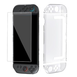 Dockable Clear Case for Switch 2(2025) with 7.9'' Tempered Screen Glass Protector KAIPLAYHORIZON Protective Case PC Case Soft TPU Grip Cover for Joycons Anti-Scratch Shockproof