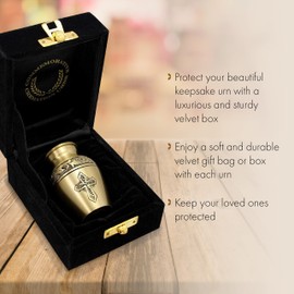 Gold Love of Christ Cremation Urn for Ashes for Women - Personalized Cremation Urns for Human Ashes Adult Female Decorative Urns - Beautifully Handcrafted Cross Urn