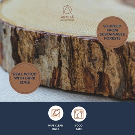 Artesà Wooden Log Slice Cheese Board, Serving Platter for Cakes, Desserts, Grazing and Buffets, 30cm (11.8''), Brown