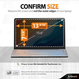 Privacy IQ 15.6" Inch (1 Pack) Laptop Privacy Screen-Filter for 16:9 Widescreen Display; 60 Degree Privacy, Advanced Anti-Glare, UV Light Reduction & Blue Light Filter