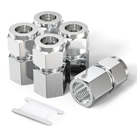 TAISHER 5PCS 304 Stainless Steel Compression Tube Pipe Fitting Connector, 1/4" Tube OD x 1/8" NPT Female Straight Adapter