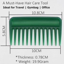 Professional Palm-Sized Hair Styling Comb, Streaker Texture Detangling Combs Pocket Size for All Hair Types Wig Extension Women Men Kids Home Office Car Travel Purse Gymbags (Green, 1)