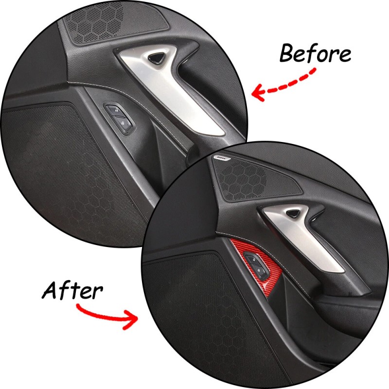 CSKT2022 Red Carbon Door Handle Lock Switch Button Cover Sticker