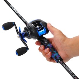 Sougayilang Fishing Rod and Reel Combo, Medium Fishing Pole with Baitcasting Reel Combo, 2-Piece Baitcaster Combo-Grey-6'10'' with Left Handed Reel