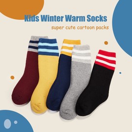 Boys Winter Socks Kids Warm Socks Squirrel Pattern Thermal Socks for Boys 6 Pairs, Mix Boy 5 Pairs