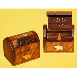 Song of India Incense Burner Wood.Box for Cones 3"