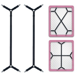 Bozenu Bed Sheet Straps/Fitted Sheet Holders for Corners - Keep Your Bed Sheets Firm & Tight with Premium Bed Scrunchies, Sheet Clips Black-2Pack