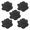sourcing map 5Pcs Black Rose Embroidered Patch Appliques,3D Flower Sew/Iron