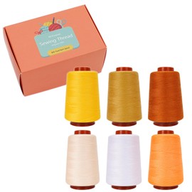 Connimonet Sewing Thread Kit, 6 Pcs, All Purpose Sewing Thread, 30wt, 6 Spools Assorted Colors Each 800 Yards of Polyester Threads for Sewing Machine, Hand Stitching, Quilting, Serger (Yellow)