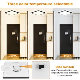 LEZOE LED Ceiling Light 18 W, 1800 lm Ceiling Light 3000 K/4000 K/5000 K, Warm White, Neutral White, Cool White, Flat Panel with Backlight for Living Room, Bedroom, Kitchen, Hallway, Bathroom,