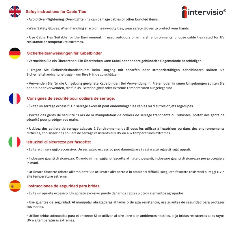 Intervisio, cable ties