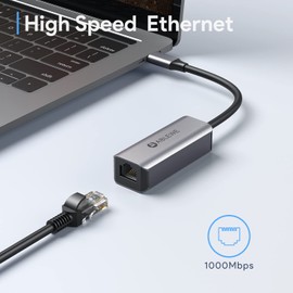 Ablewe Adaptador USB C a Ethernet, Gigabit Tipo C a RJ45 Thunderbolt 3 Aadaptador, LAN de Red 100/1000Mbps, Compatible con Macbook Pro 2020/2019/2018/2017,MacBook Air, Dell XPS, Galaxy S20