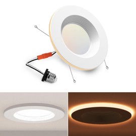 1 Pack 5/6 Inch LED Can Lights with Night Light, 5CCT Retrofit Recessed Lighting Selectable 2700K-6000K Dimmable, 12W=75W, 1200LM Downlight with Metal Smooth Trim - ETL and Energy Star Certified