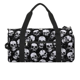 NELife Classic Skull Sport Gym Duffle Travel Bag with Shoe Compartment,Wet Pocket for Men and Women