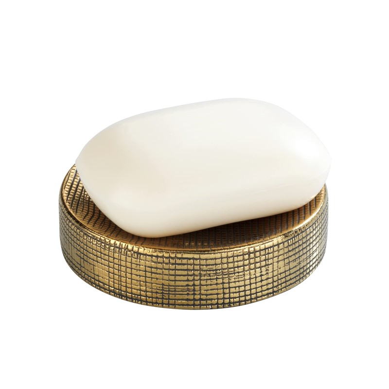 WENKO Rivara Painted Hand Made Soap Dish, Ceramic, Gold, 10