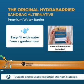The Original HydraBarrier Standard Flood Barrier – 6 ft Long x 4 in High – Light, Reusable Sandbag Alternative – Flood Control & Diversion Tube for Home, Garage, Door & Property Protection