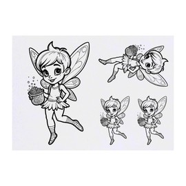 4 x 'Pixie Fairy' Temporary Tattoos - Water Resistant, Skin-Safe, Non-Toxic Transfers, Mixed Sizes (TO00069402)