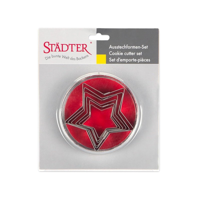 Staedter 6 Piece Star Cookie Cutter Set, Tinplate Silver, 30