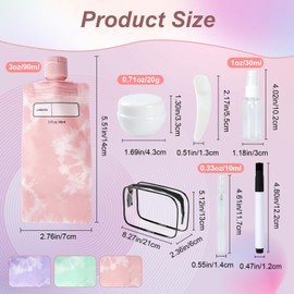 JEPELUS 19PCS Travel Essentials Kit Pouches for Toiletries, Travel Size Squeeze Pouches Refillable Leak-proof, Essentials for Women Liquids Toiletries Shampoo