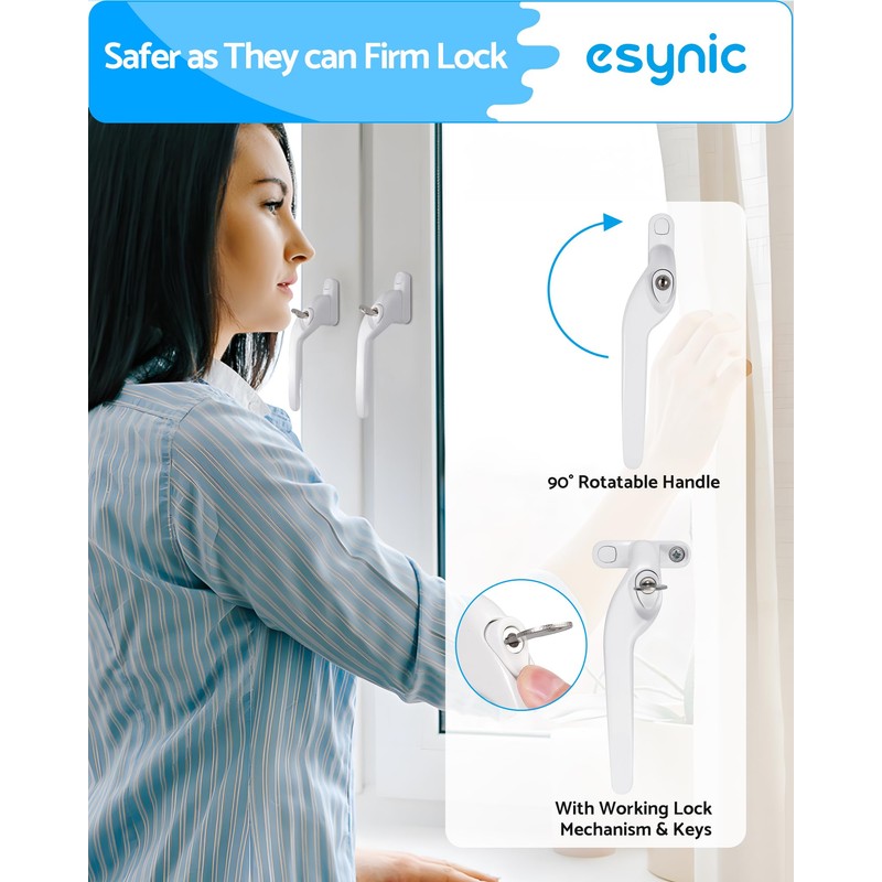 eSynic 2PCS Window Handles for UPVC Windows Left Right 40mm